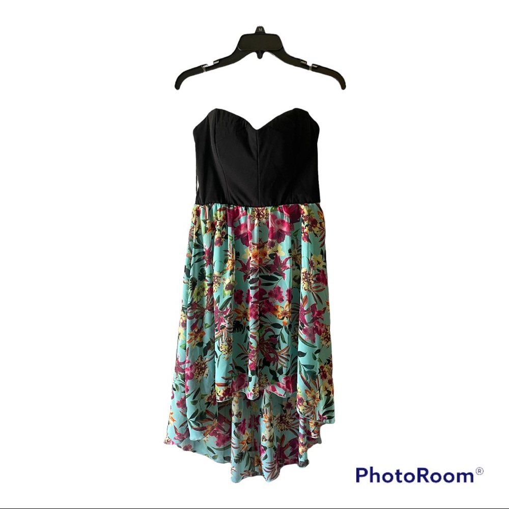 Strapless hearts floral dress